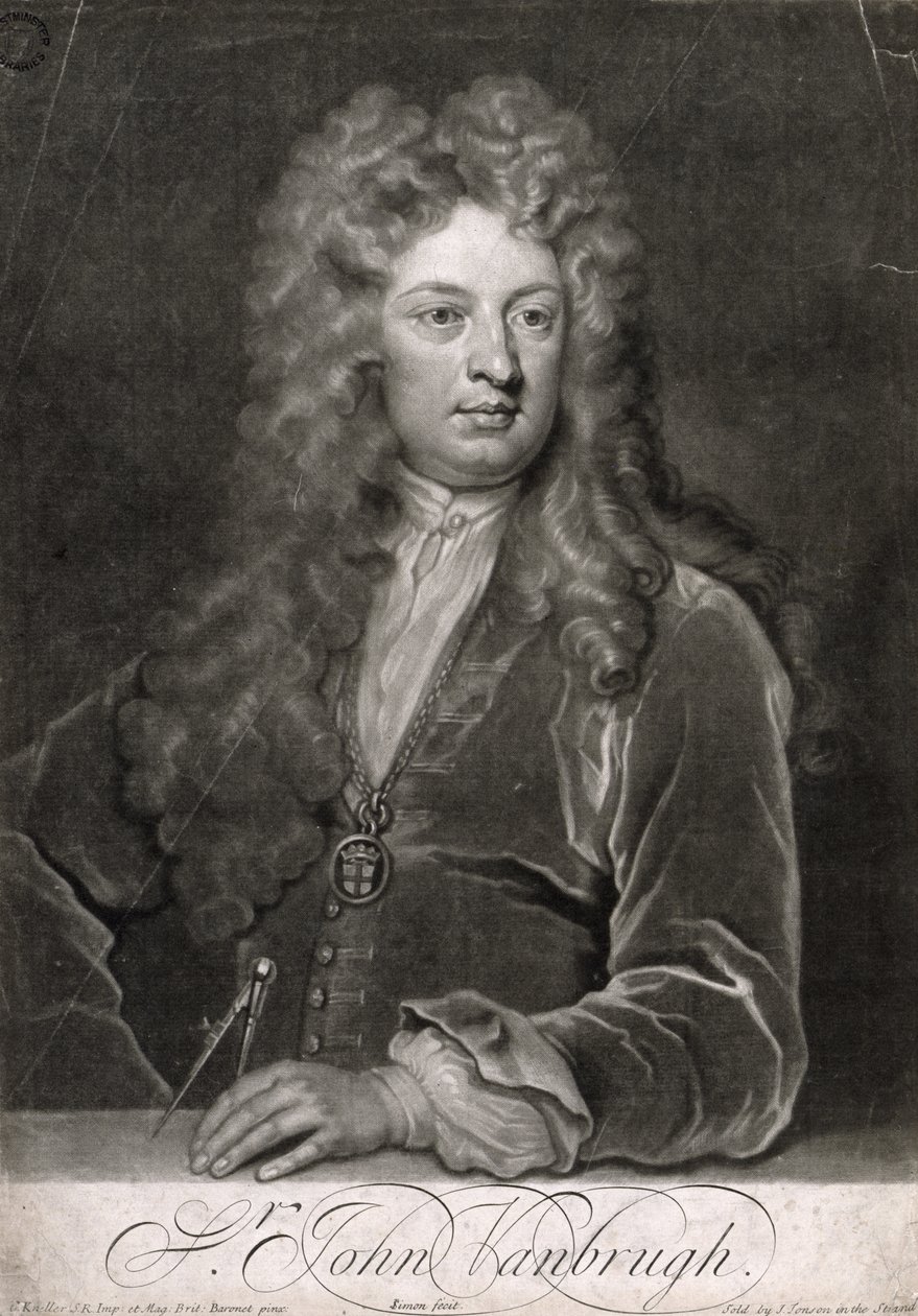 Sir John Vanbrugh (1664-1726), wyryty przez Johna Simona (ok. 1675-1751) autorstwa Godfrey Kneller
