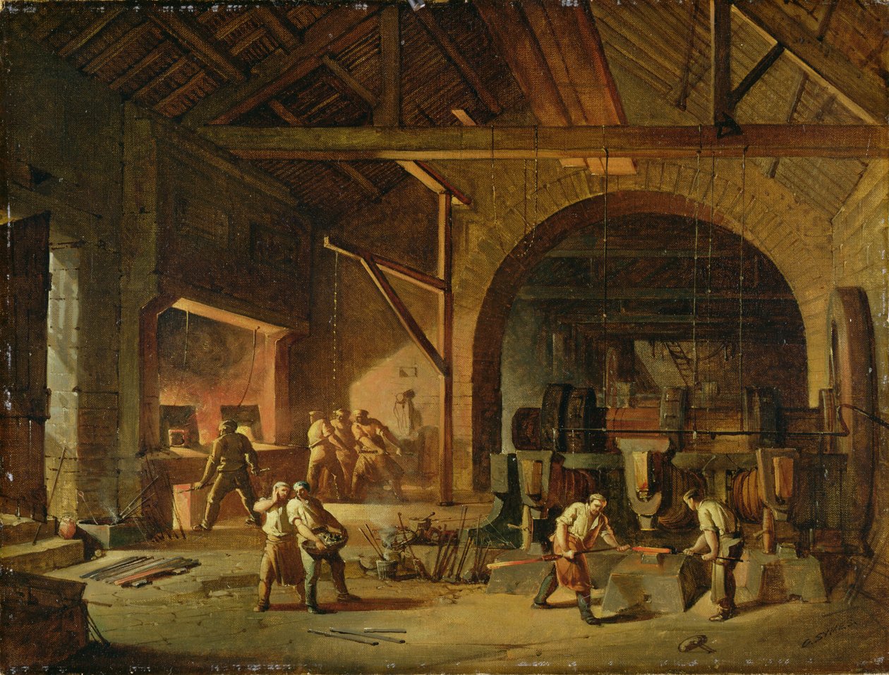 Wnętrze huty, 1850 autorstwa Godfrey Sykes
