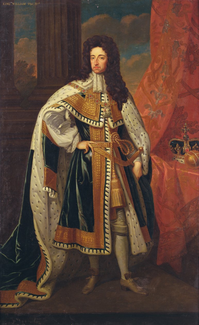 Król Wilhelm w szatach państwowych, ok. 1690 (olej na płótnie) autorstwa Godfrey (after) Kneller