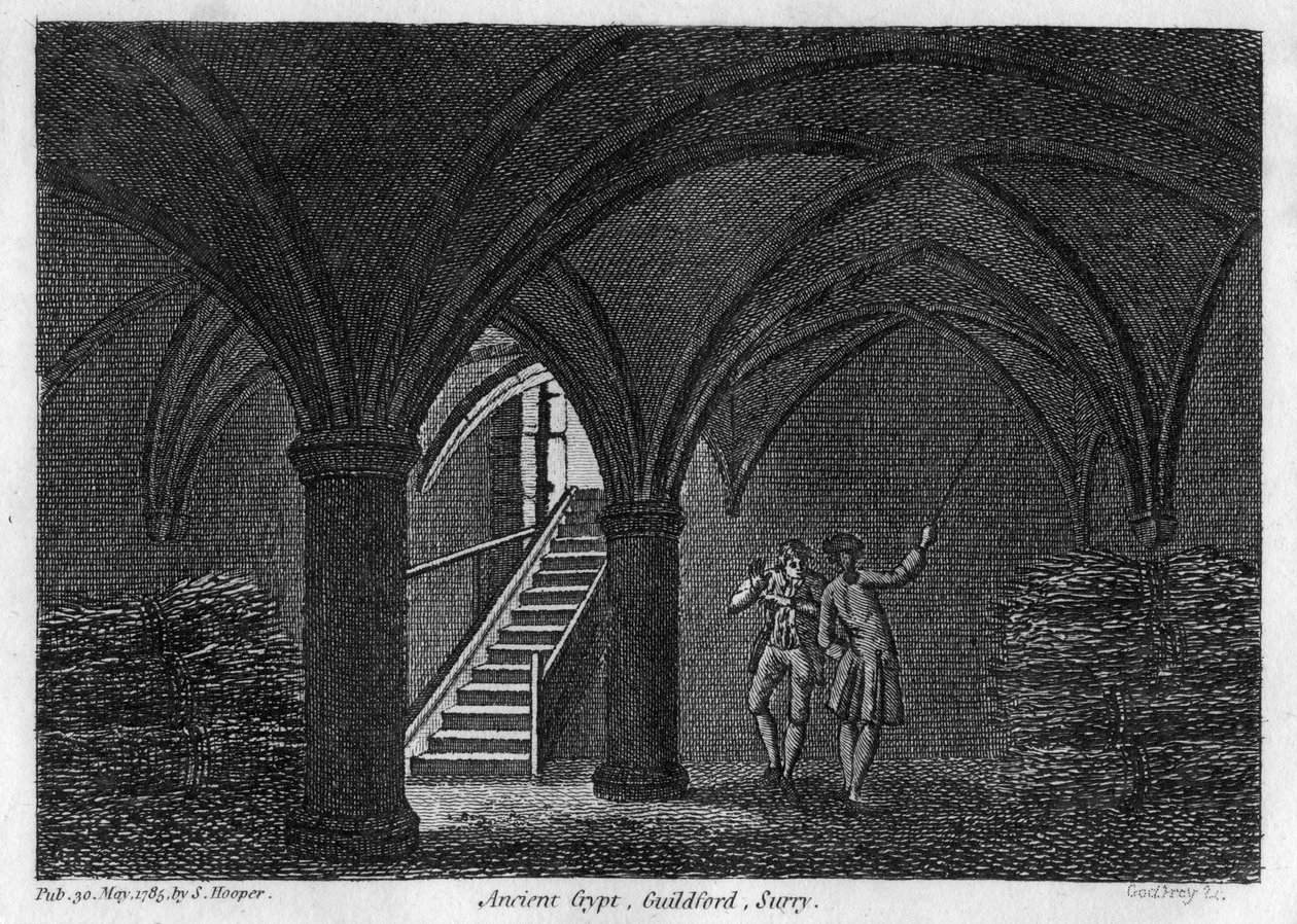 Starożytna krypta, Guildford, Surrey, 1785. autorstwa Godfrey