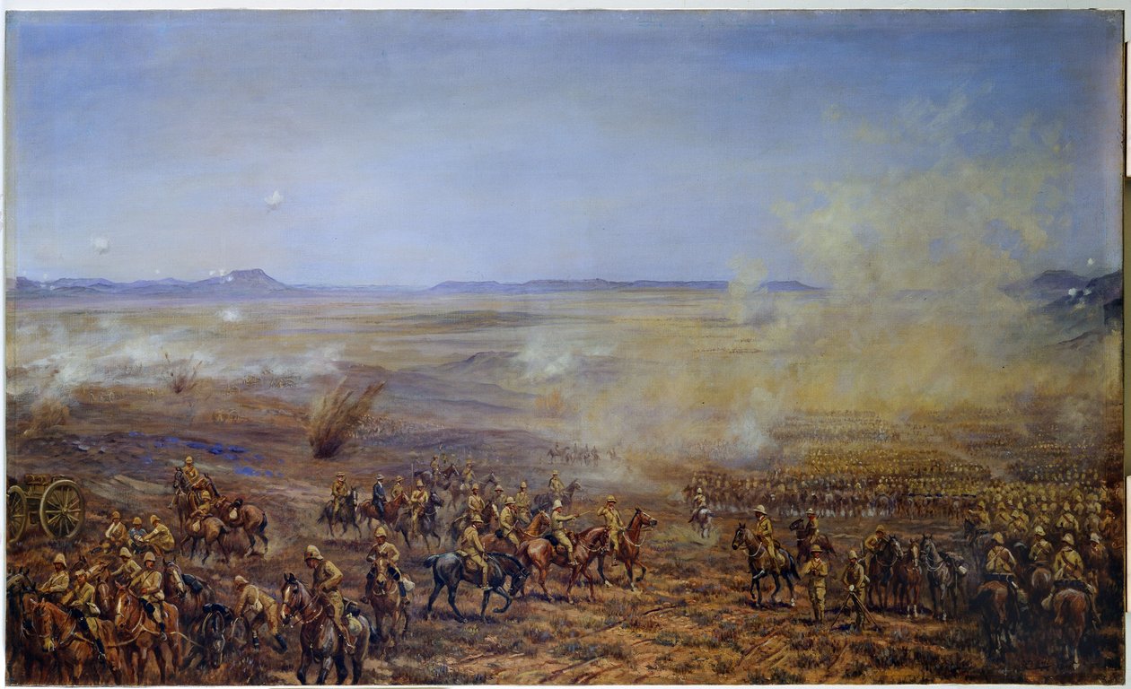 Natarcie francuskiej brygady kawalerii w celu odciążenia Kimberley, 13 lutego 1900 r autorstwa Godfrey Douglas Giles