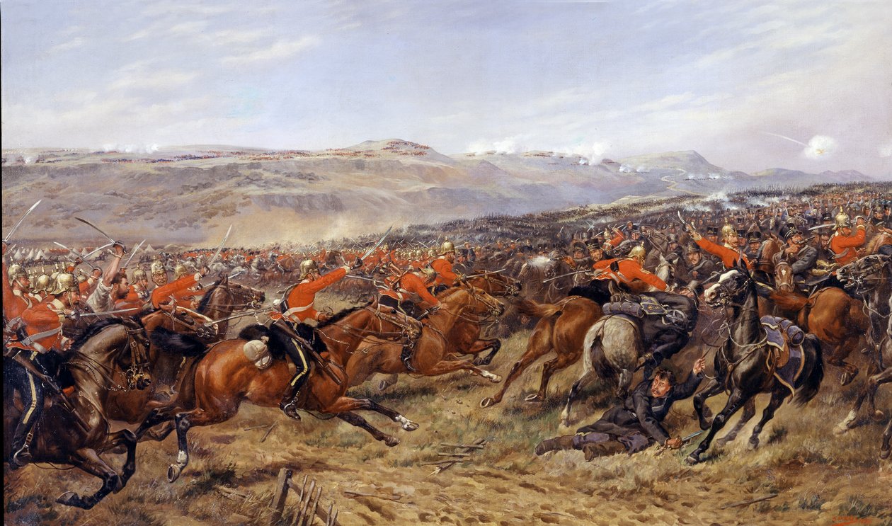 Szarża Ciężkiej Brygady w bitwie pod Kominiarką, 25 października 1854, 1897 autorstwa Godfrey Douglas Giles