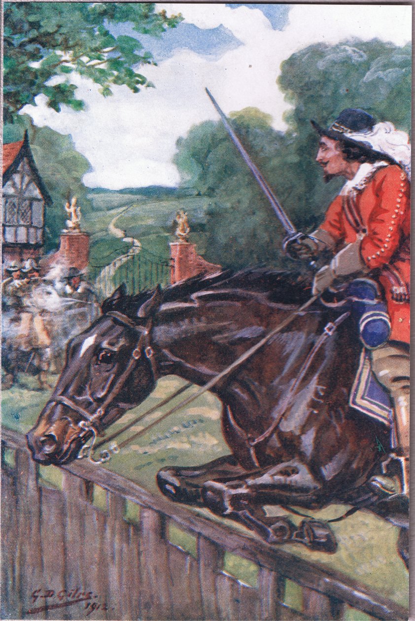 The Romance of Britonmarte: Ale pokonała o kilka cali dębową deskę, z Wierszy Adama Lindsaya Gordona opublikowanych przez T.N. Foulis, 1912 autorstwa Godfrey Douglas Giles