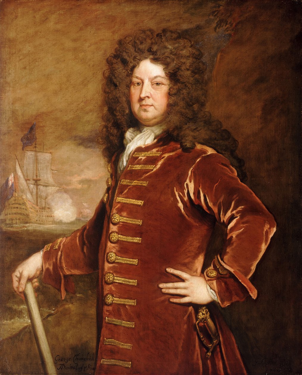 Admirał George Churchill (1654-1710), koniec XVII - początek XVIII wieku (obraz olejny) autorstwa Godfrey Kneller