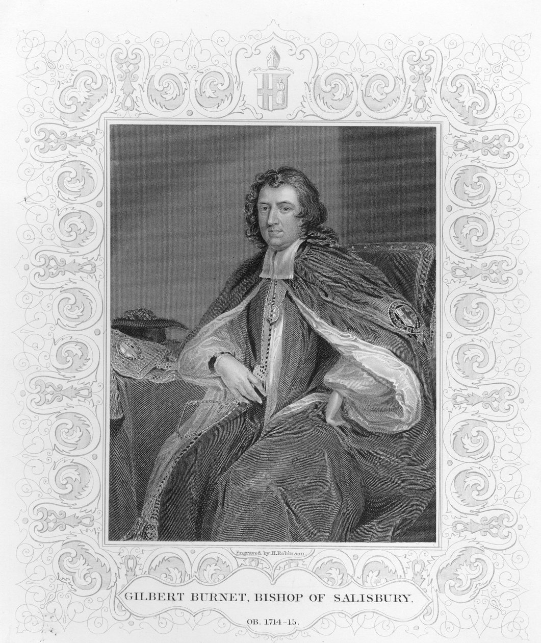 Gilbert Burnet, biskup Salisbury, grawerowane przez H. Robinson autorstwa Godfrey Kneller