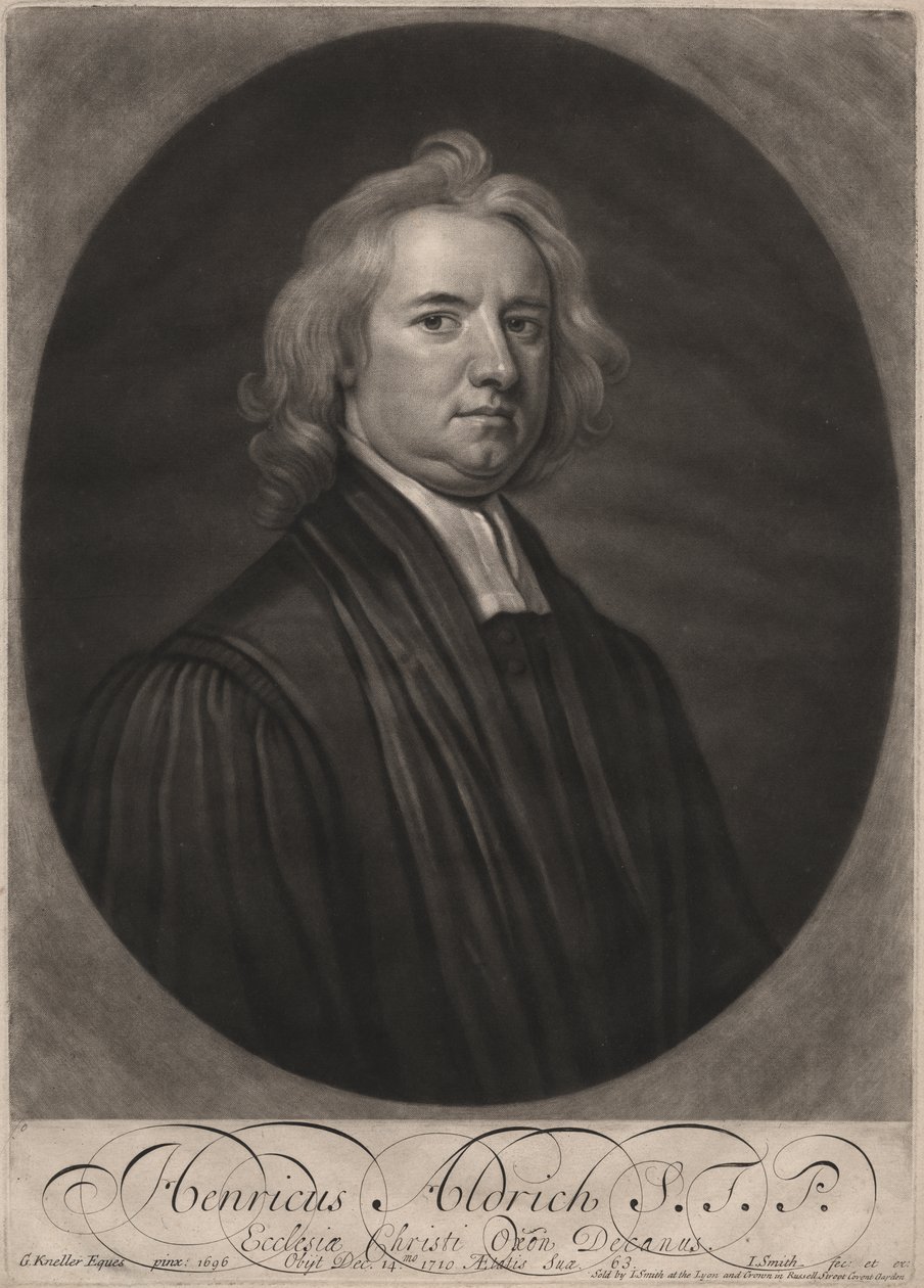 Henricus Aldrich, rytowany przez Johna Smitha (1652-1743), 1696 (mezzotinta) autorstwa Godfrey Kneller