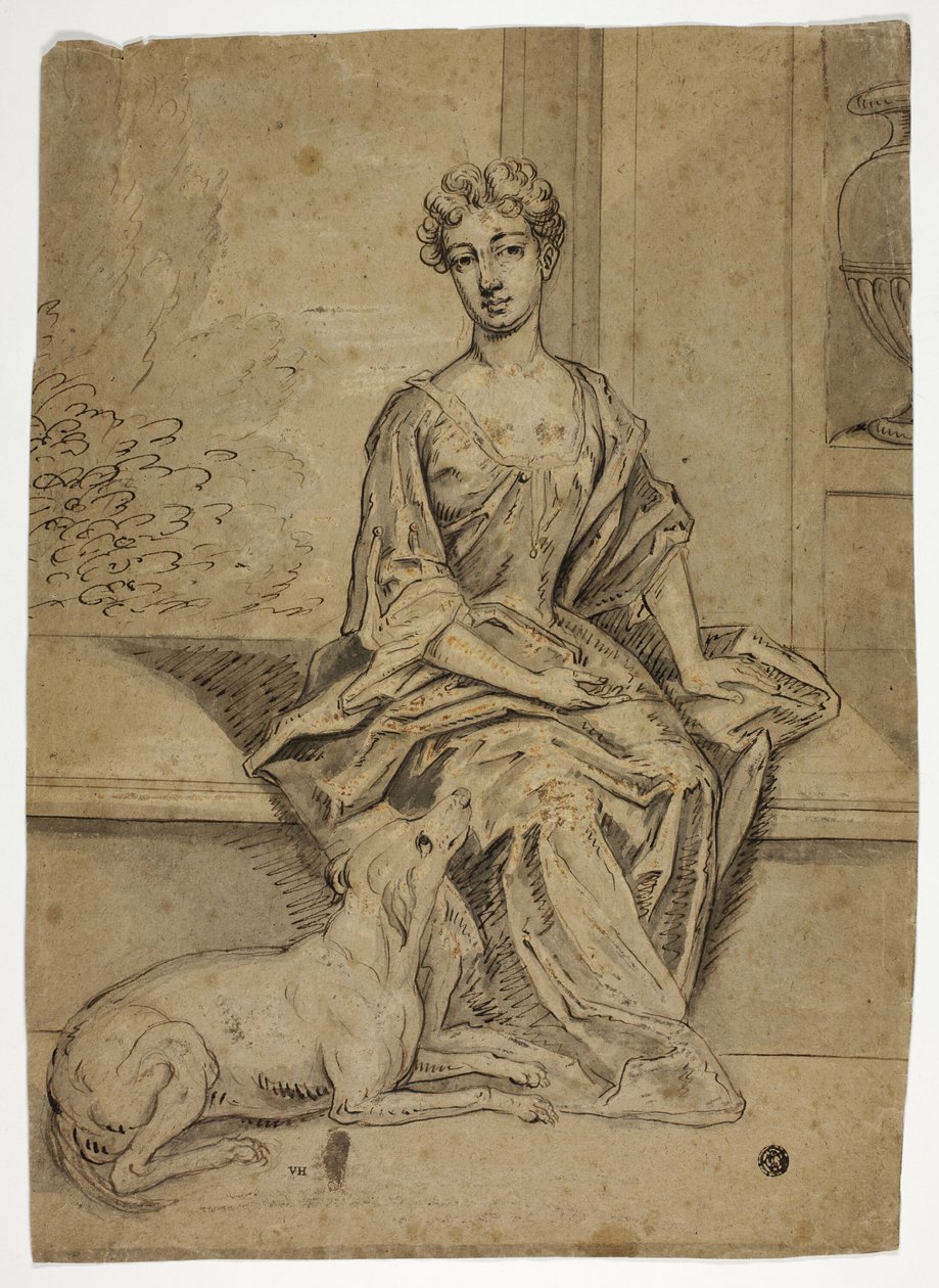 Portret damy dworu z mastifem autorstwa Godfrey Kneller