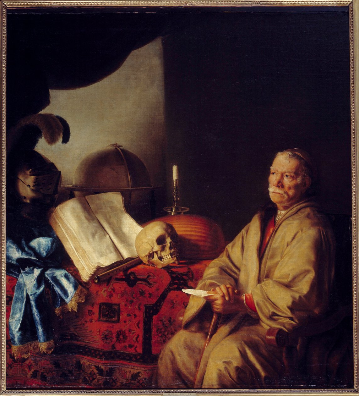 Filozof w medytacji Malarstwo (Vanite) Gottfrieda Knellera (1646-1726) (wł.) 1668 nd. 1,37x1,44 m² autorstwa Godfrey Kneller