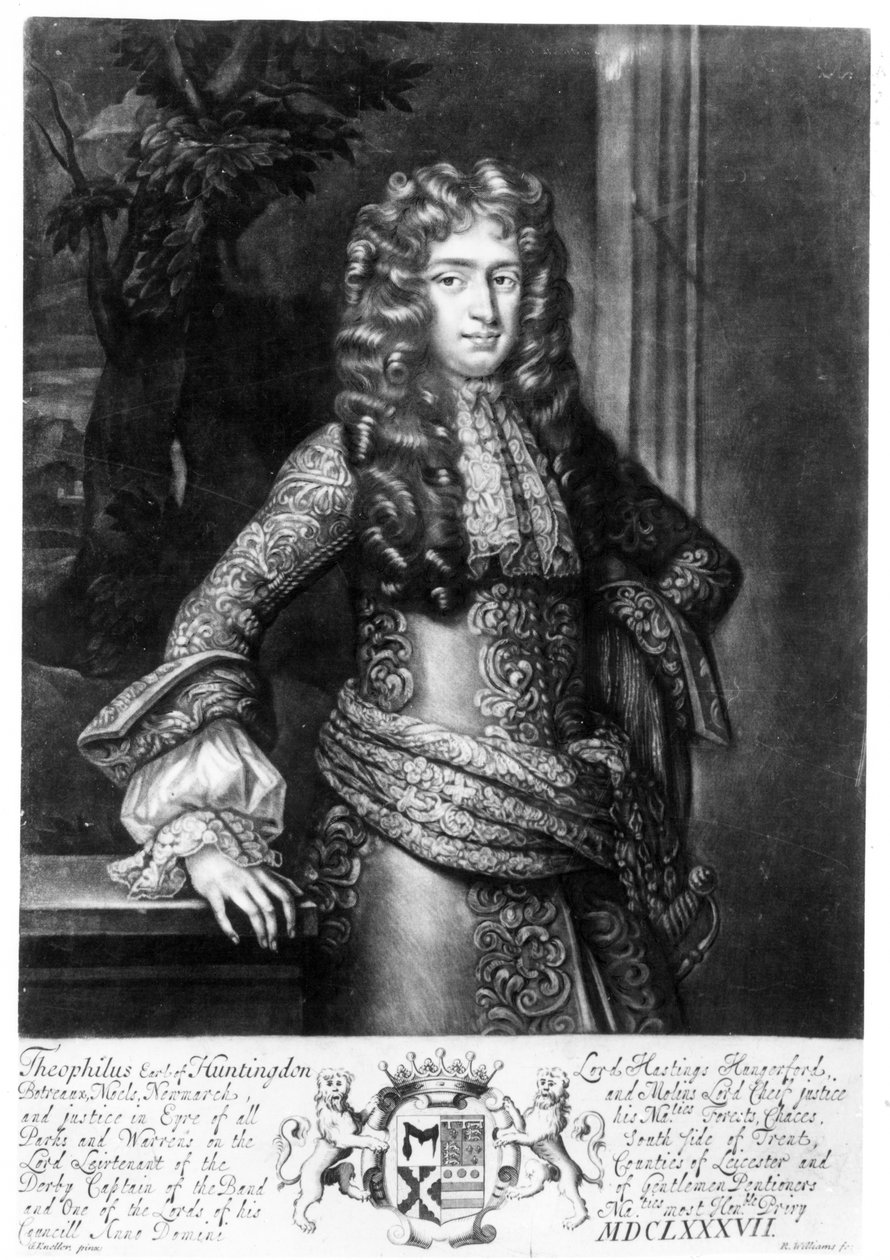 Theophilus Hastings, siódmy hrabia Huntingdon (mezzotinta) autorstwa Godfrey Kneller