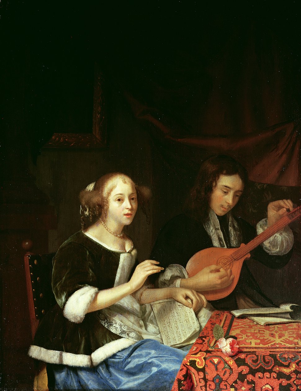 Młoda para tworząca muzykę, ok. 1665-70 autorstwa Godfried Schalcken