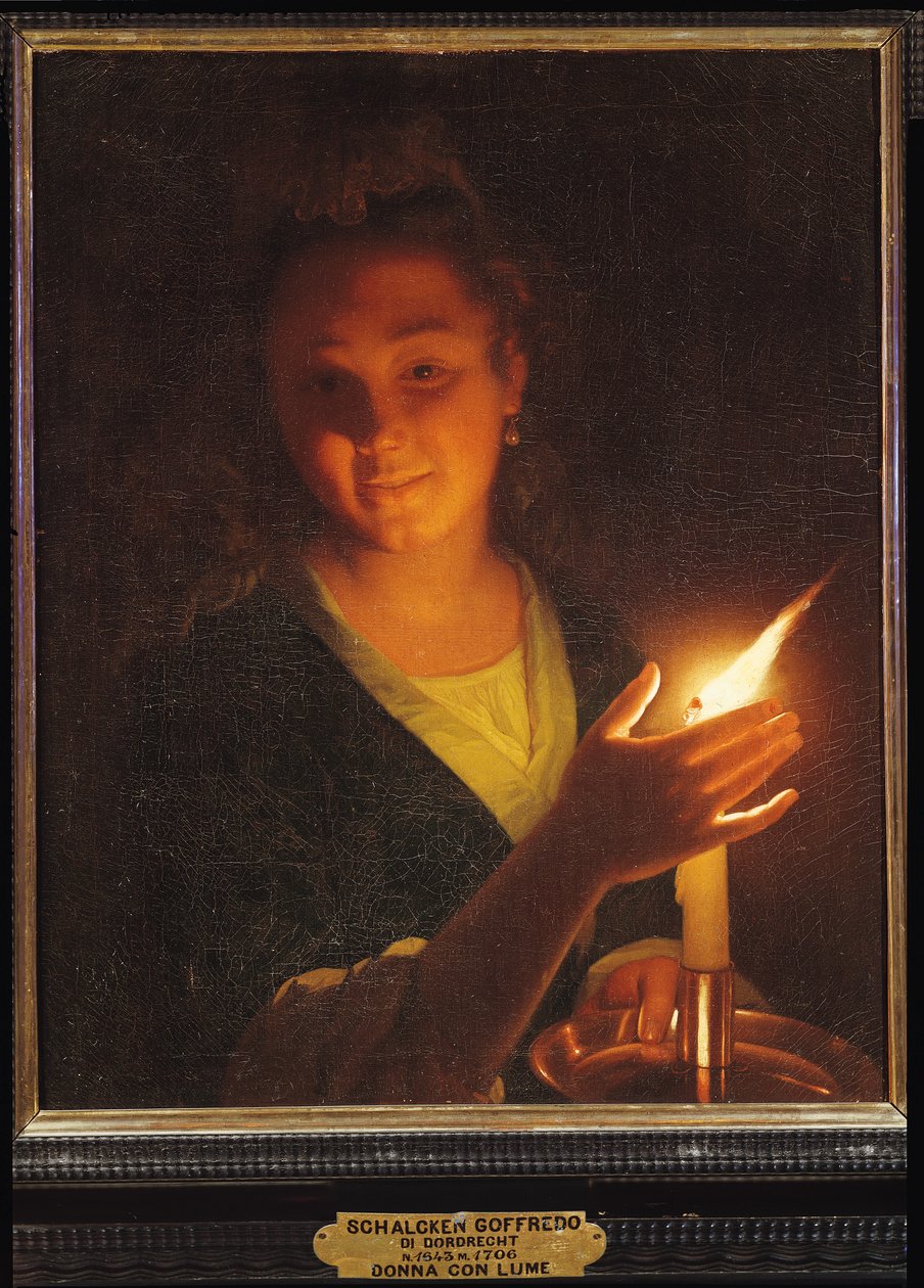Kobieta ze świecą autorstwa Godfried Schalcken