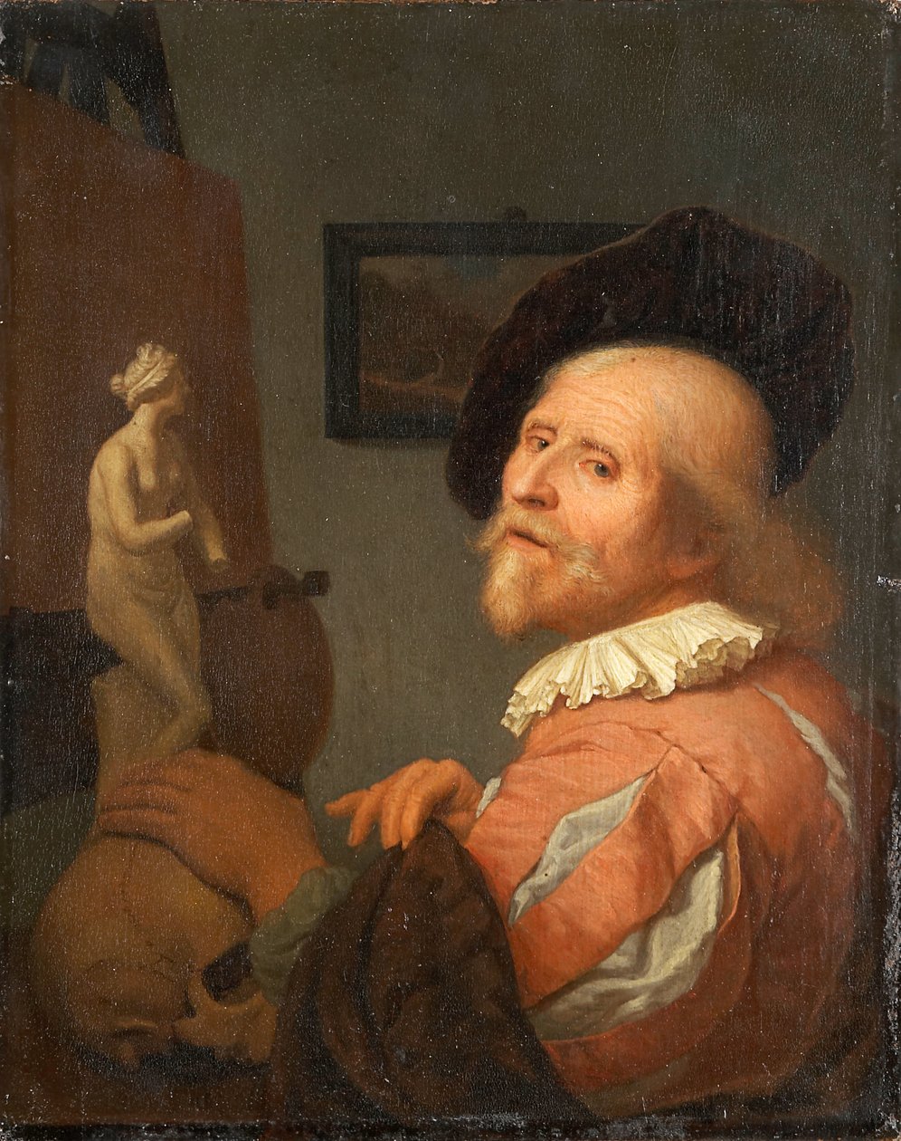 Portret artysty w jego pracowni autorstwa Godfried Schalcken