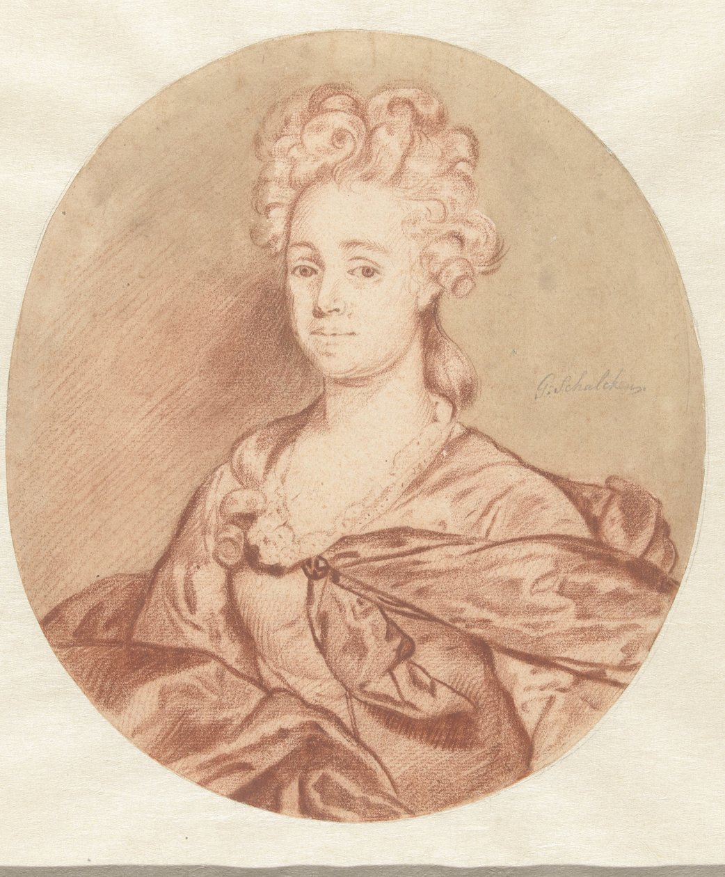 Portret nieznanej kobiety, w owalu autorstwa Godfried Schalcken