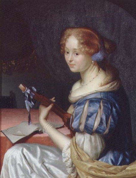 Lutniarz (panel) autorstwa Godfried Schalcken