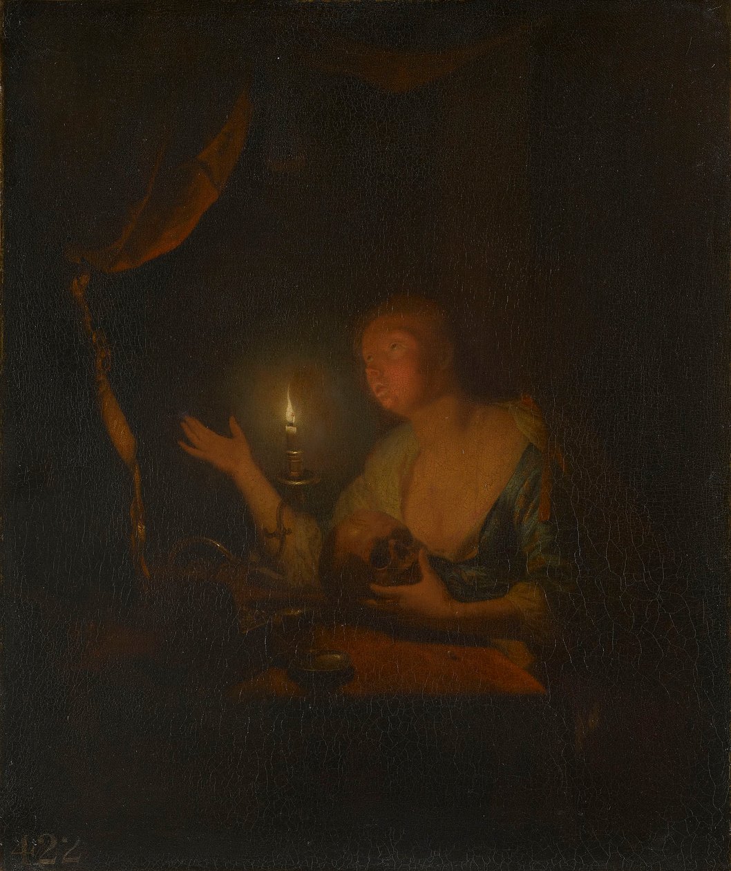 Pokutująca Magdalena przy świecach autorstwa Godfried Schalcken