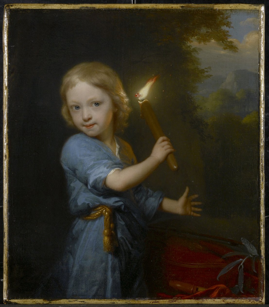 Chłopiec trzymający pochodnię, 1692 autorstwa Godfried Schalcken
