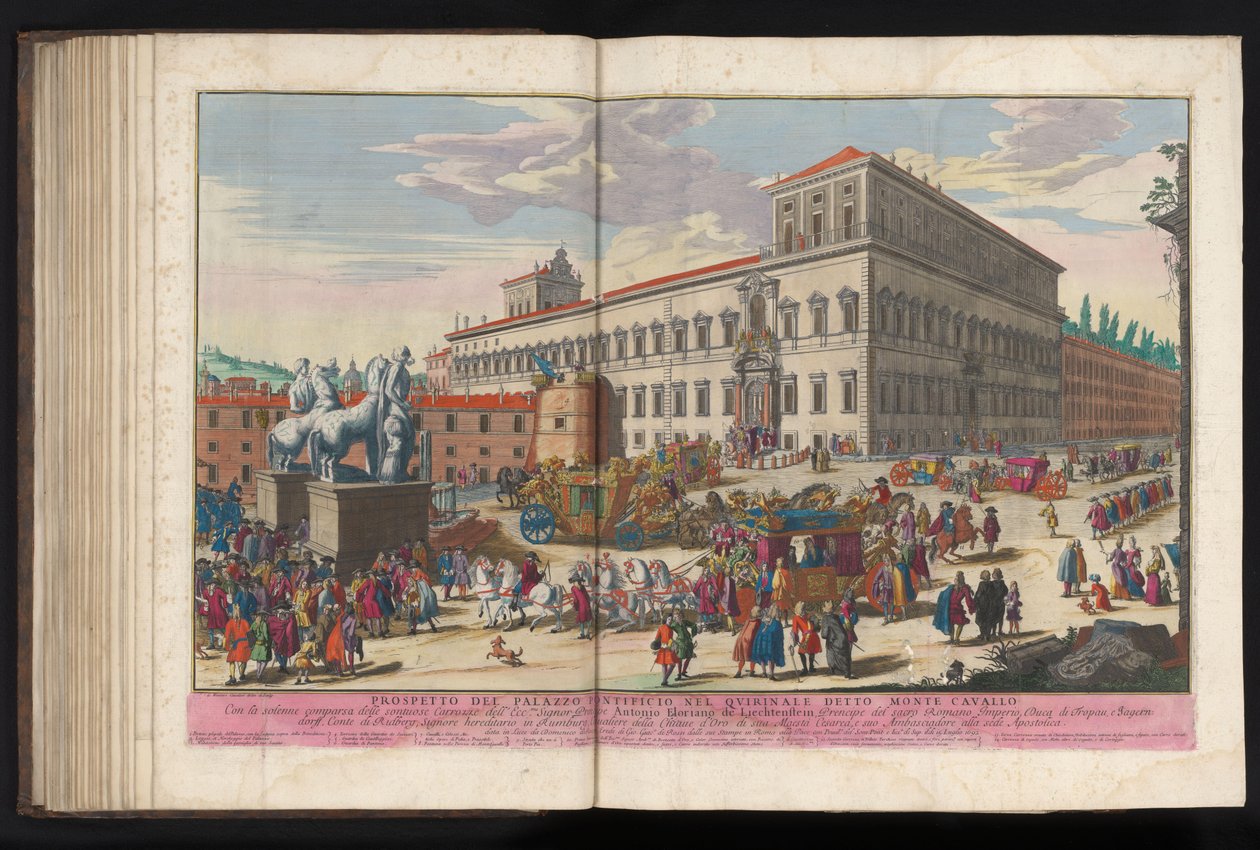 Piazza del Quirinale w Rzymie Prospekt Pałacu Papieskiego na Kwirynale zwanym Monte Cavallo (tytuł na obiekcie) autorstwa Gommarus Wouters