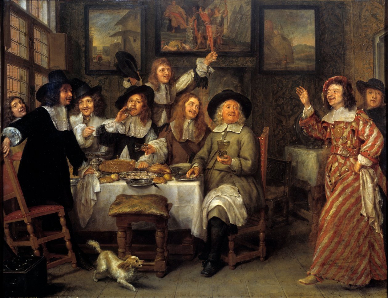 Posiłek artystów Gonzalesa Coquesa (1614-1684) (ec.bel.) XVII wiek autorstwa Gonzales Coques