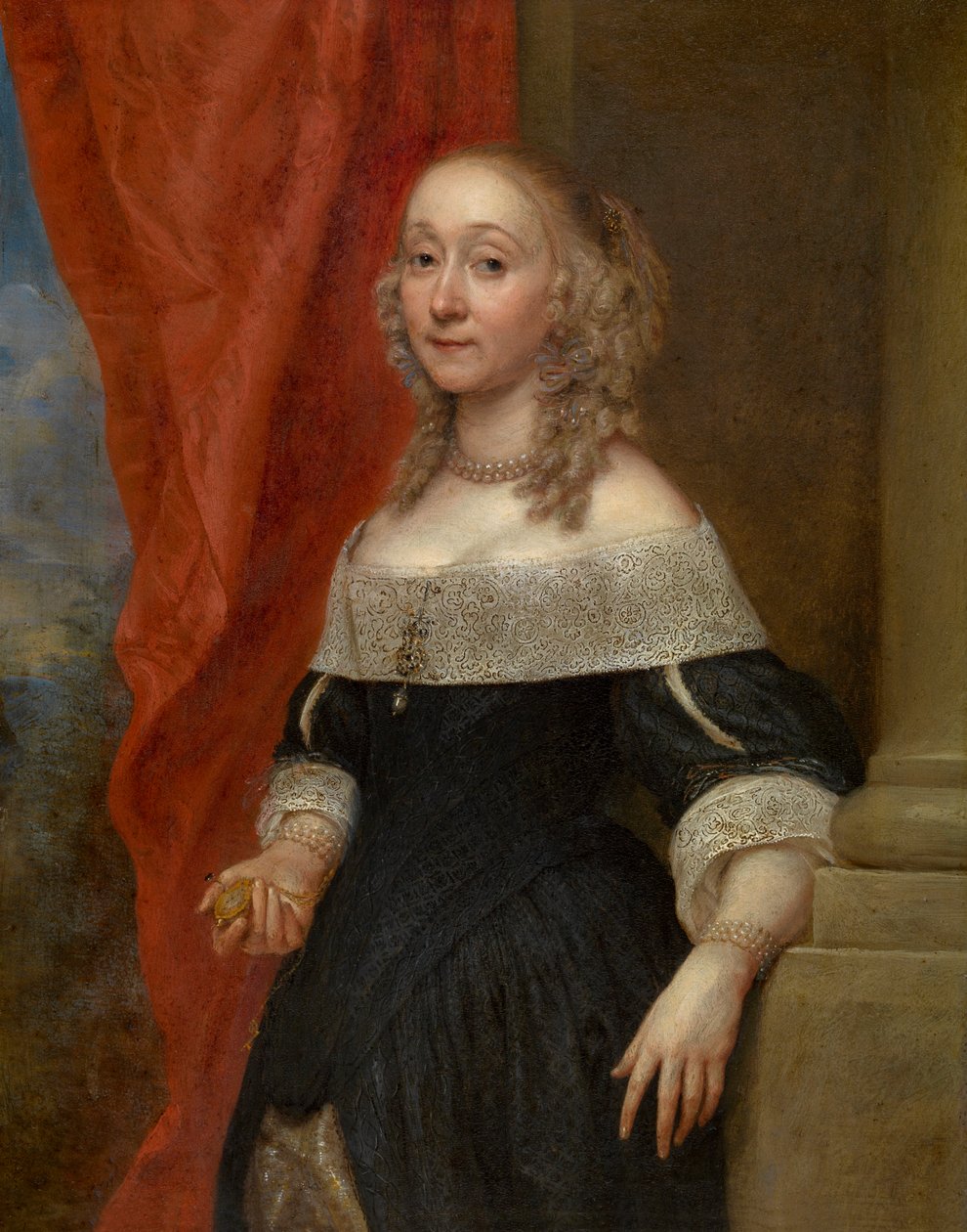 Portret damy (olej na miedzi) autorstwa Gonzales Coques