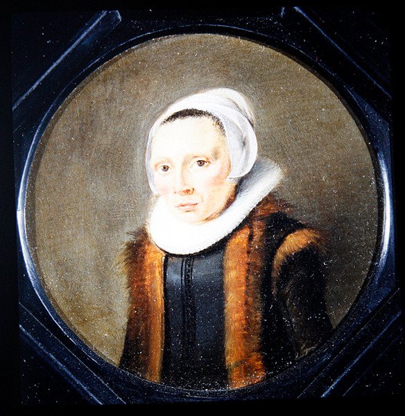 Portret kobiety (olej na panelu) autorstwa Gonzales Coques