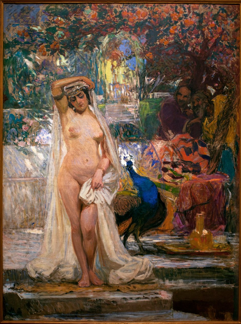 Cnotliwa Suzanne - obraz Gonzalo Bilbao Martineza (1860-1938), olej na płótnie, ok. 1914 r. - Muzeum Sztuk Pięknych w Sewilli, Hiszpania autorstwa Gonzalo Bilbao Martinez