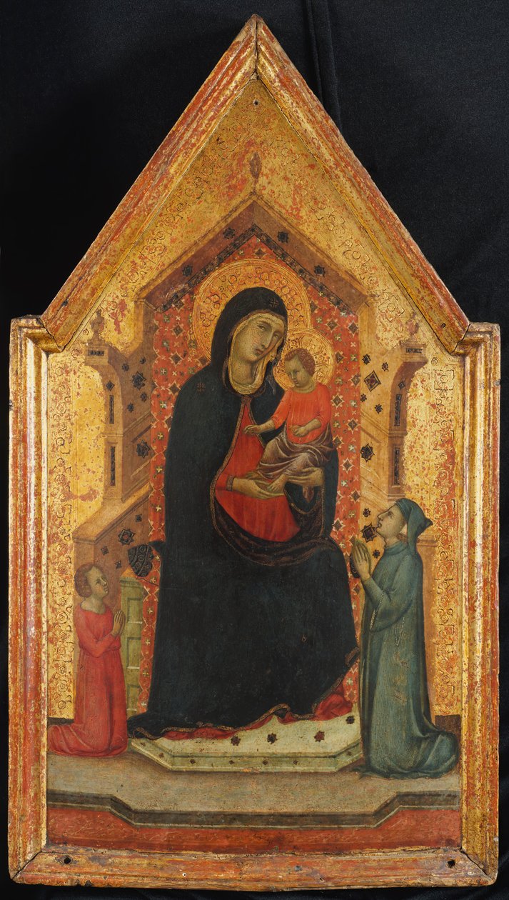 Madonna z Dzieciątkiem na tronie z dwoma darczyńcami, 1315-30. autorstwa Goodhart Master