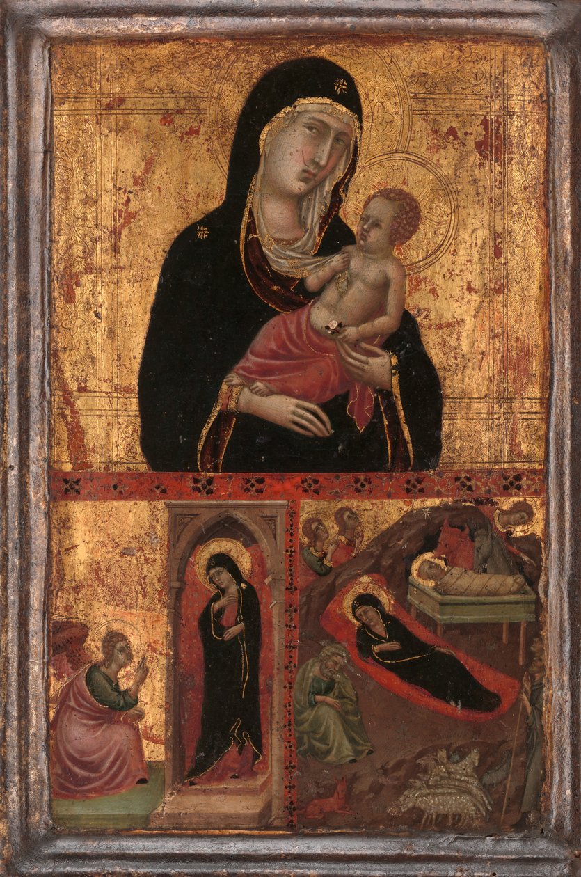 Madonna z Dzieciątkiem ze Zwiastowaniem i Narodzinami, ca. 1310-15. autorstwa Goodhart Master