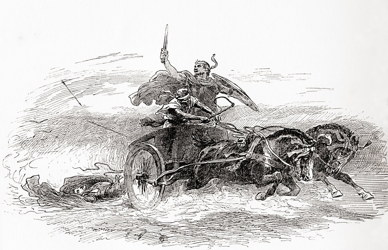 Scena z dramatu Williama Szekspira gra Trojlus i Kressida z Dzieł Williama Szekspira, wydanej w 1896 r. autorstwa Gordon Frederick Browne