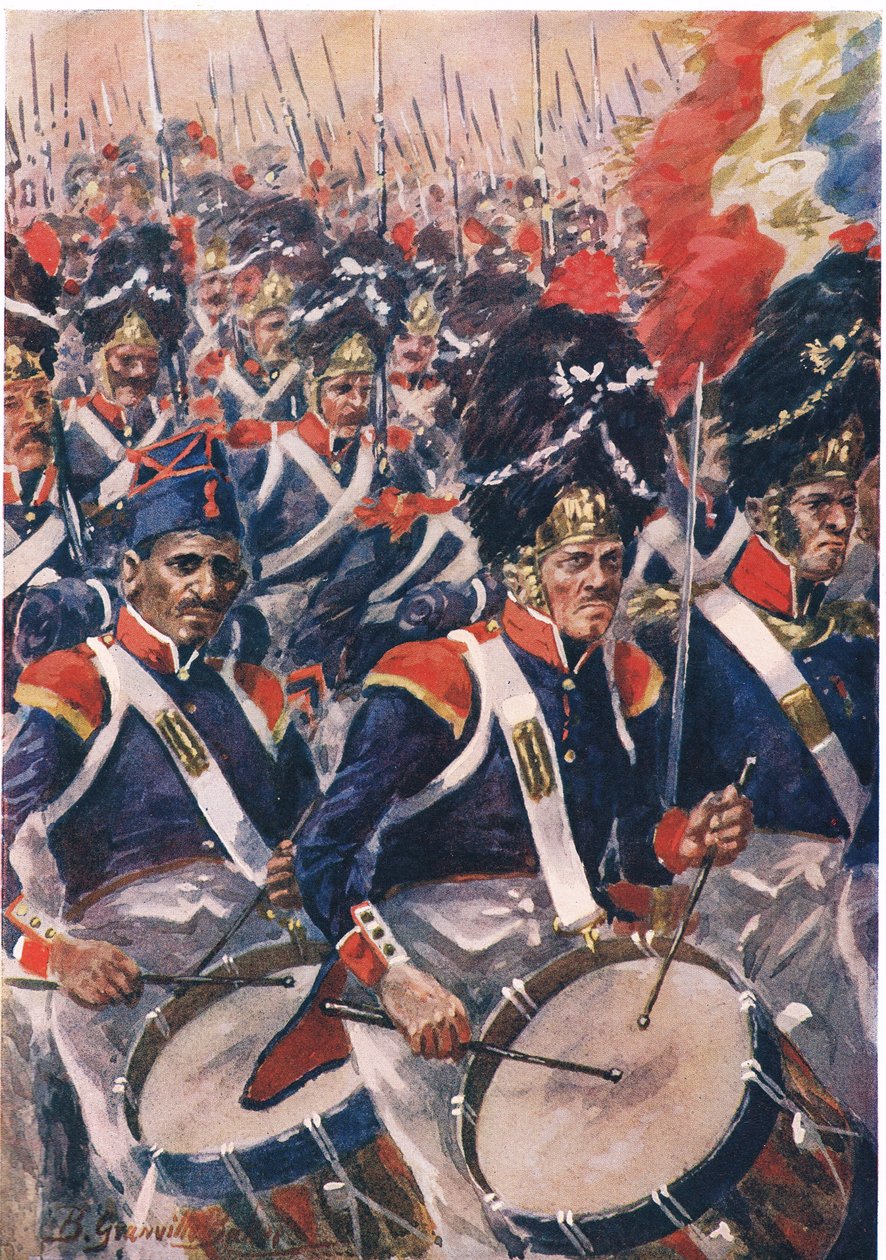 Awans Francuzów pod Barrosa, ilustracja z "British Battles on Land and Sea", wydanej przez Cassell, Londyn, ok. 1910 r. autorstwa Gordon Frederick Browne
