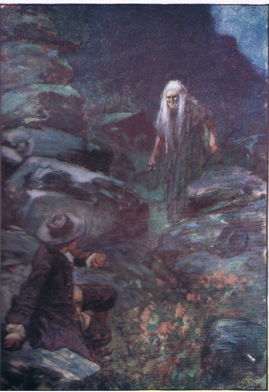 Wszystko to, gdy przerażona kobieta zbliżała się, z pubu Lorna Doone. W & R Chambers Ltd, 1921 autorstwa Gordon Frederick Browne
