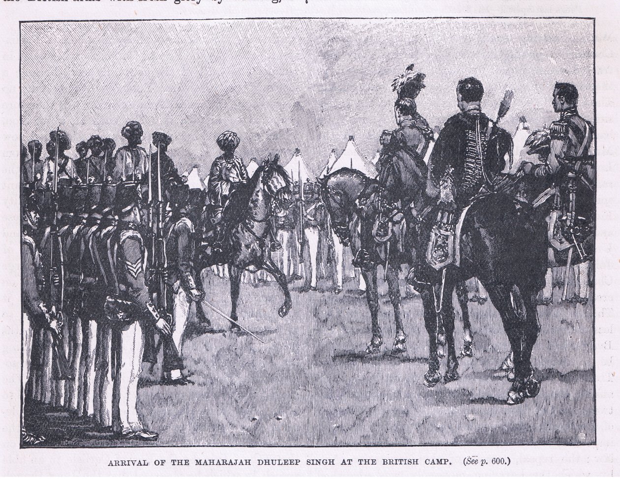 Przybycie Brytyjczyków do Makharajah Dhuleep Singh w obozie brytyjskim AD 1846 autorstwa Gordon Frederick Browne