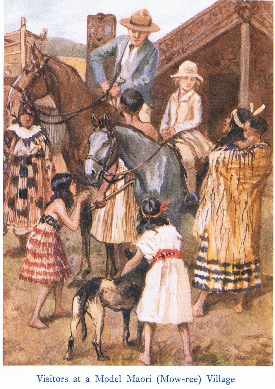 Odwiedzający w wiosce Maorysów autorstwa Gordon Frederick Browne