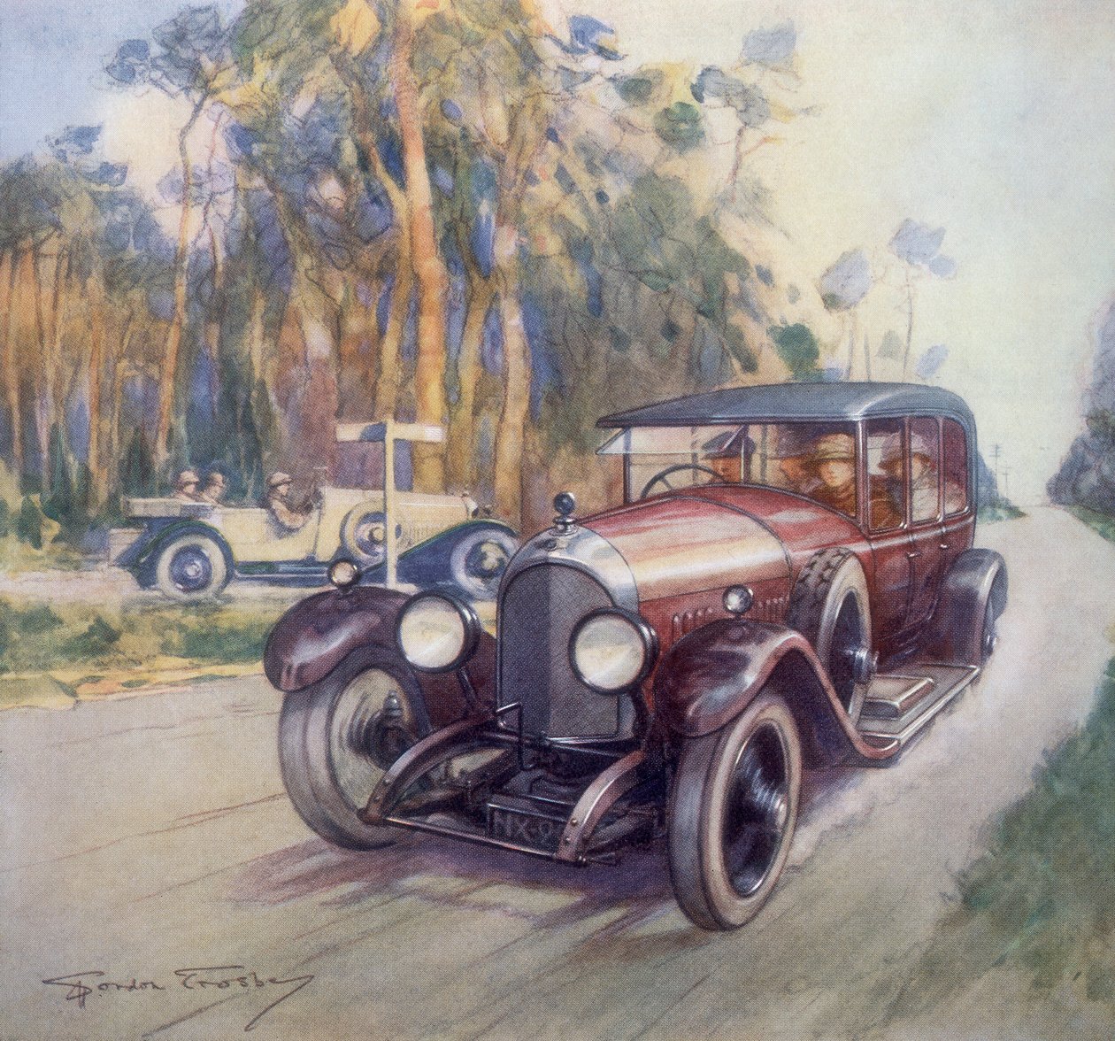 Plakat reklamujący samochody Bentley, 1927 autorstwa Gordon Crosby