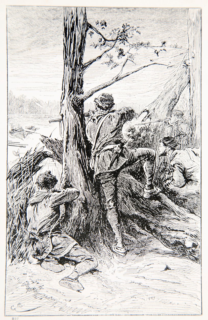 Ilustracja z „With Wolfe in Canada, czyli zwycięstwo na kontynencie” G.A. Henty, wyd. Blackie and Son Ltd., 1887 autorstwa Gordon Frederick Browne