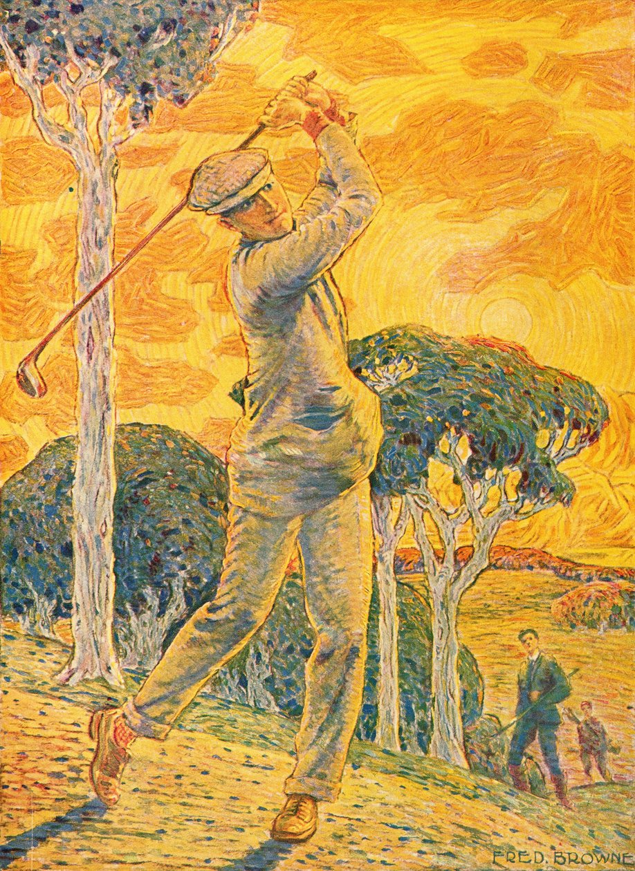 Golf, ilustracja na okładce do Vie au Grand Air, 15 września 1919 (kolor grawerowany) autorstwa Gordon Frederick Browne