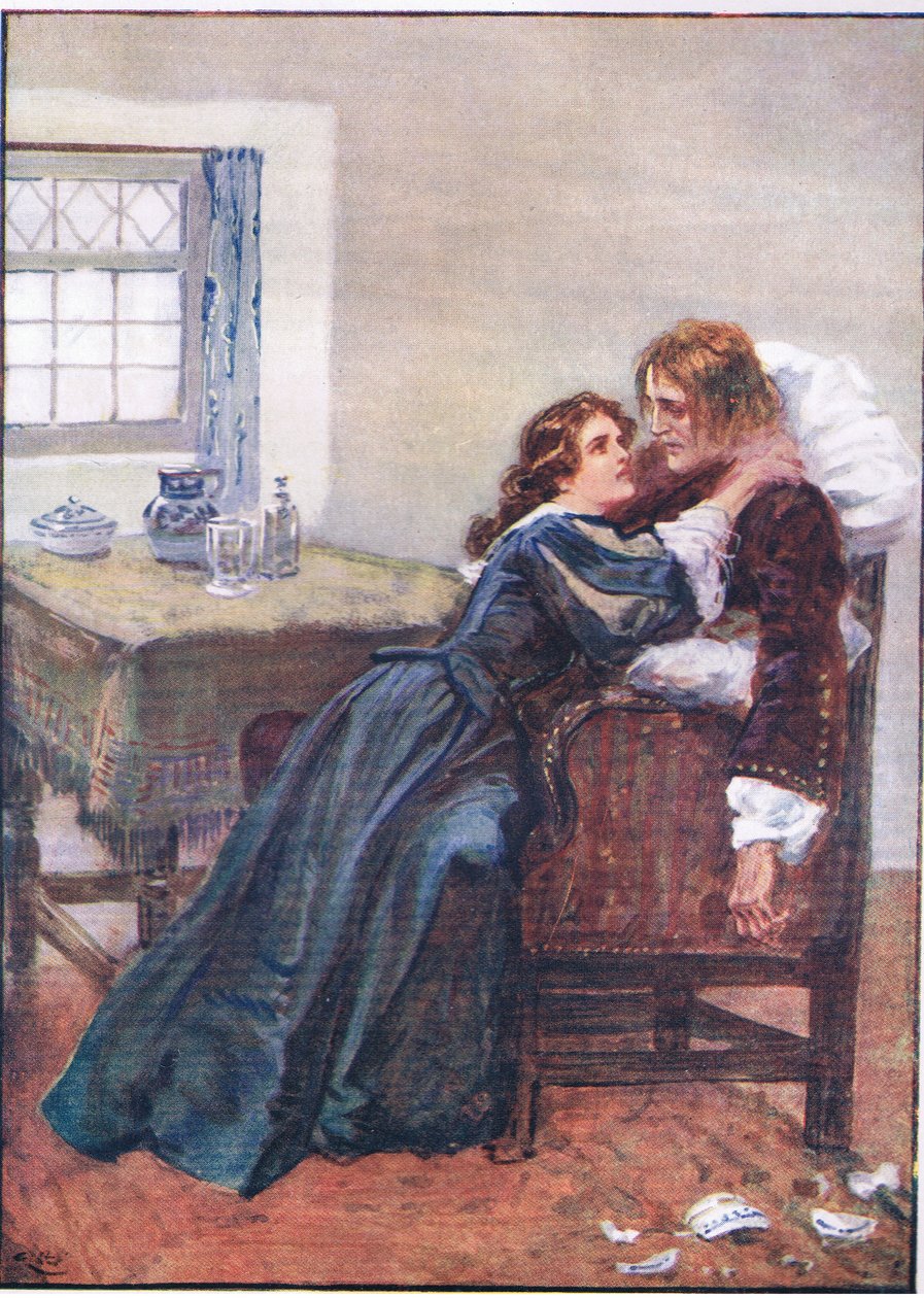 Udało jej się dostać w moje ramiona, chociaż nie mogli mnie trzymać, z pubu Lorna Doone. W & R Chambers Ltd, 1921 autorstwa Gordon Frederick Browne