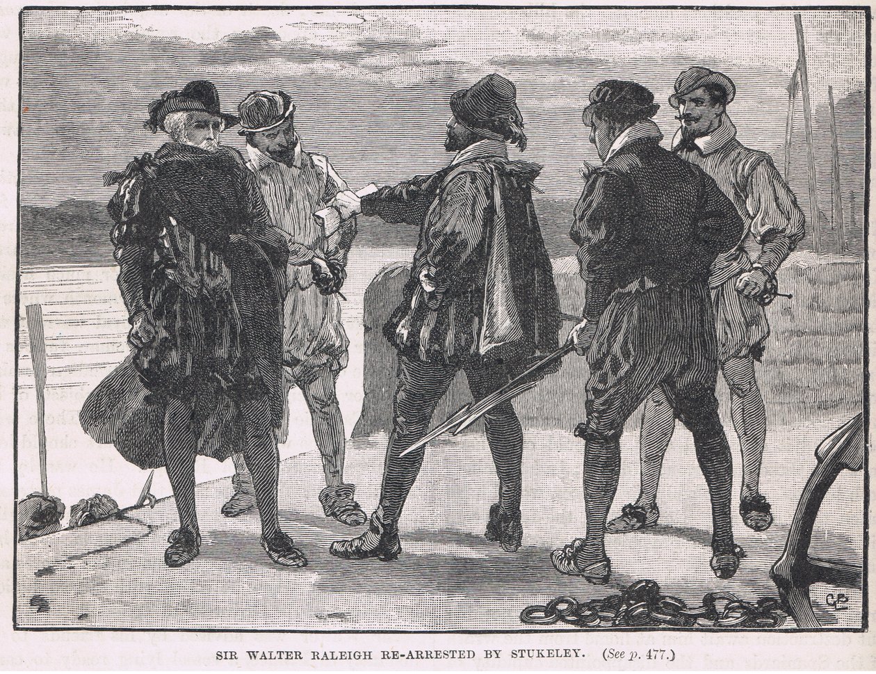 Sir Walter Raleigh ponownie aresztowany przez Stukeleya 1618 autorstwa Gordon Frederick Browne
