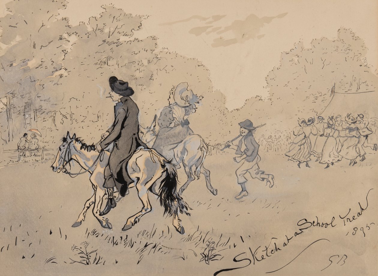 Szkic w szkolnym przysmaku, 1895 (pióro, pędzel, tusz i toaleta na papierze) autorstwa Gordon Frederick Browne