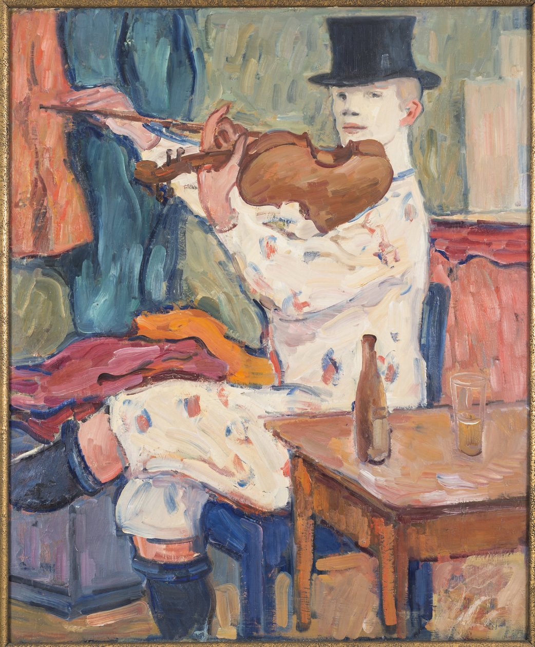 Un clown jouant du violon - Klaun grający na skrzypcach Hennigsa, Gosty von (1866-1941). olej na płótnie autorstwa Gosta von Hennigs