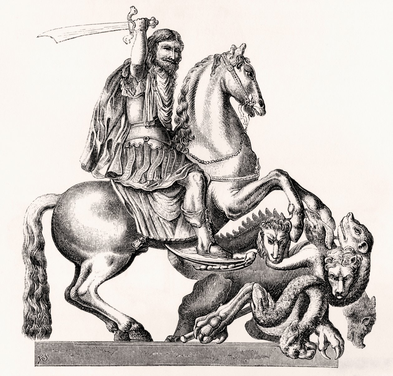 Król Anglii Karol II reprezentowany jako St George Slaying the Dragon, 1855 autorstwa Gottfried Leigeber