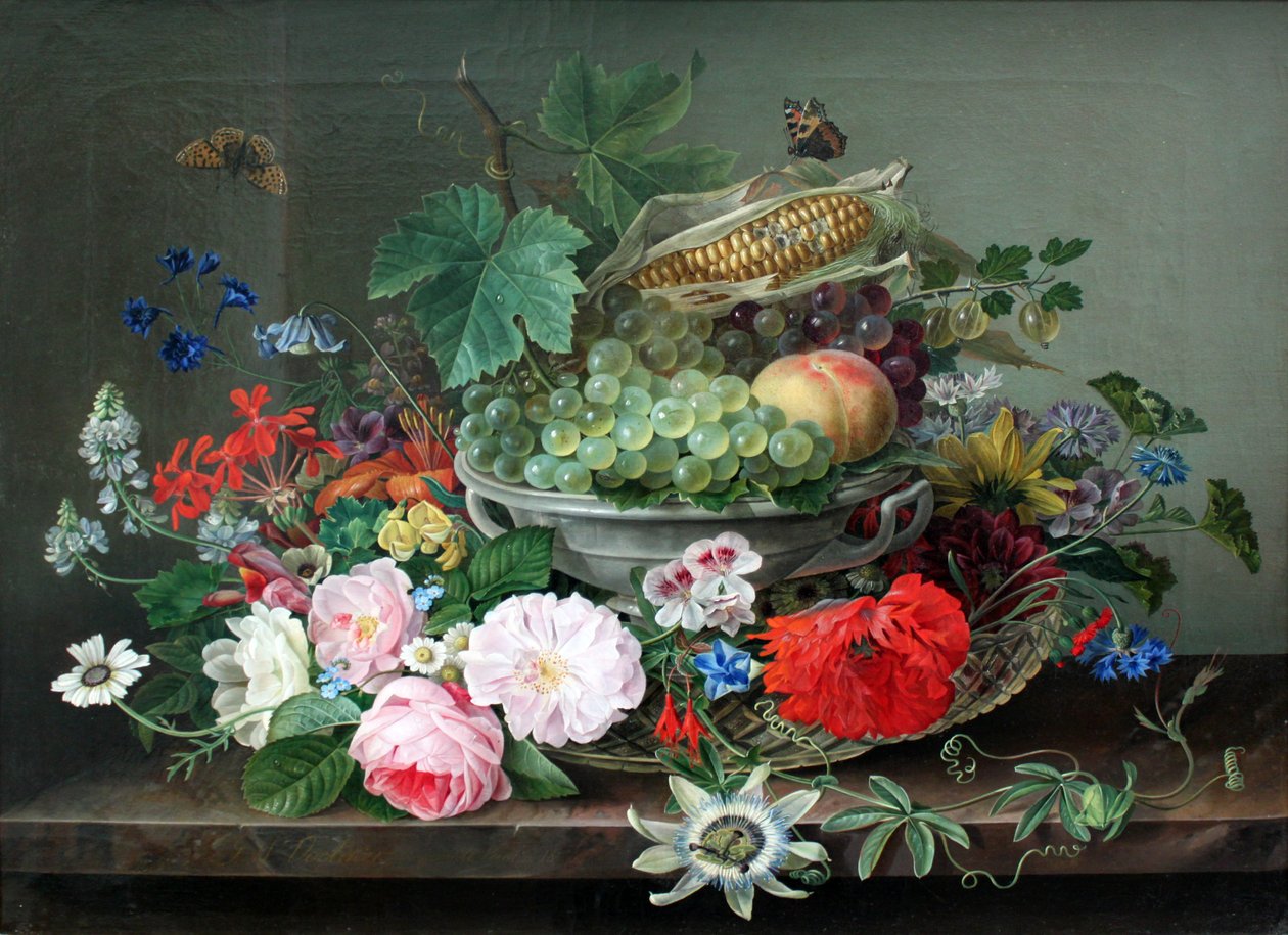 Martwa natura z koszem owoców autorstwa Gottfried Wilhelm Voelcker