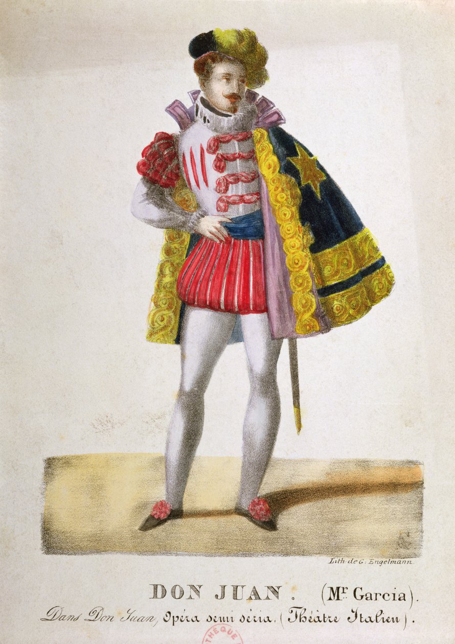 Kostium dla Monsieur Garcii w roli Don Juana w operze „Don Giovanni” Wolfganga Amadeusza Mozarta (1756-91), ok. 1930. 1830 autorstwa Gottfried or Godefroy Engelmann