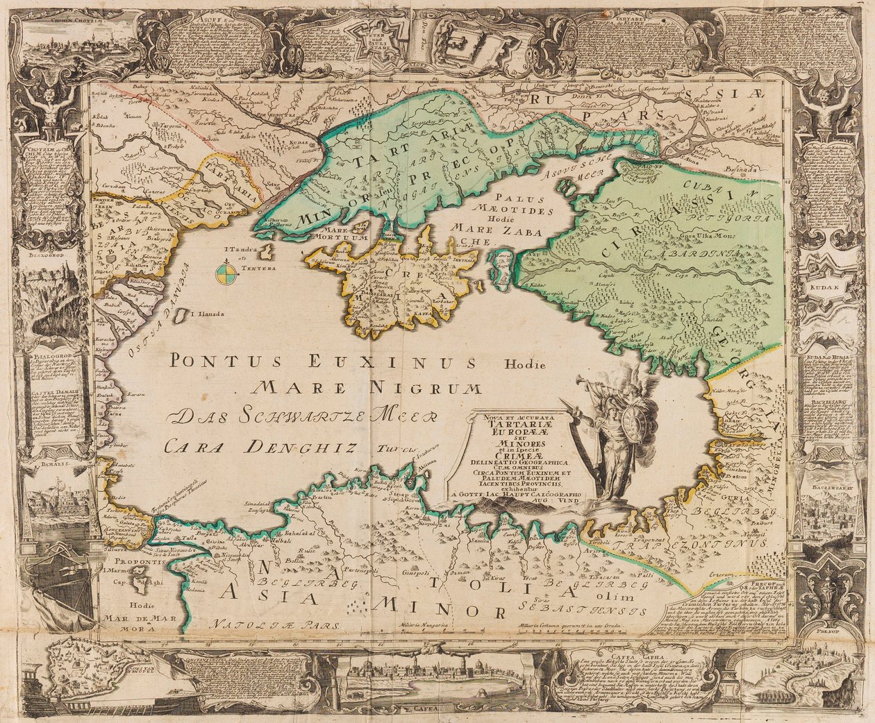 Mapa Morza Czarnego i Krymu, ok. godz. 1740. autorstwa Gottfried Jacob Haupt