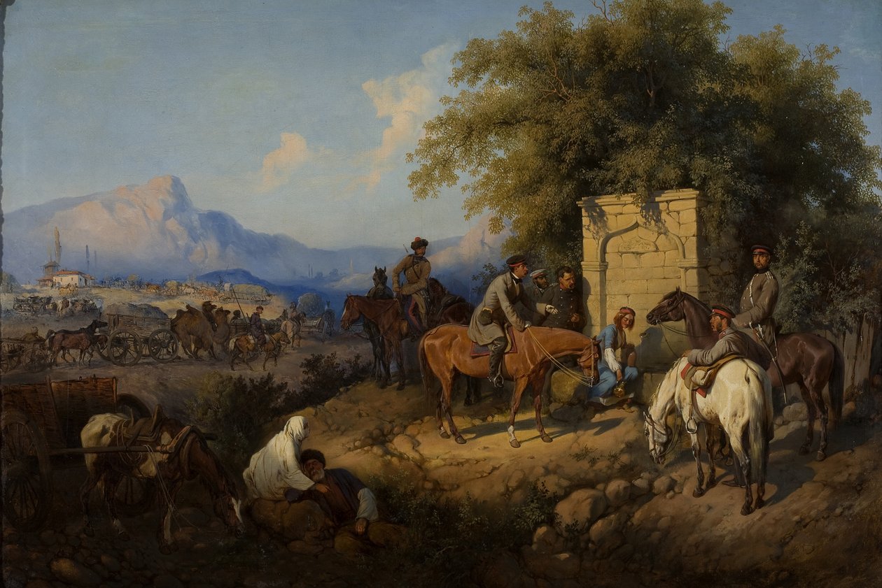 Siły rosyjskie przekraczają góry Kaukazu w Adżarii, 1872 autorstwa Gottfried Willewalde