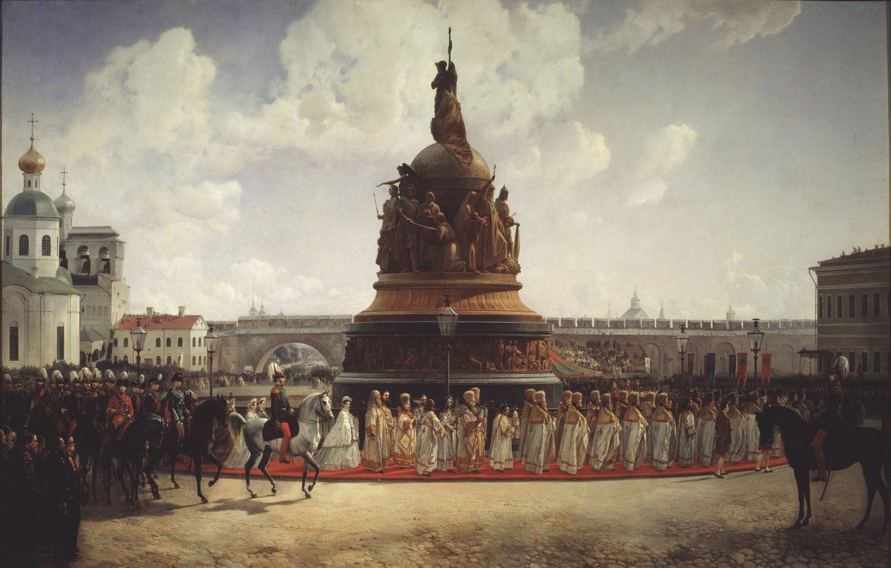 Konsekracja Pomnika Tysiąclecia Rosji w Nowogrodzie 1862, 1864 autorstwa Gottfried Willewalde