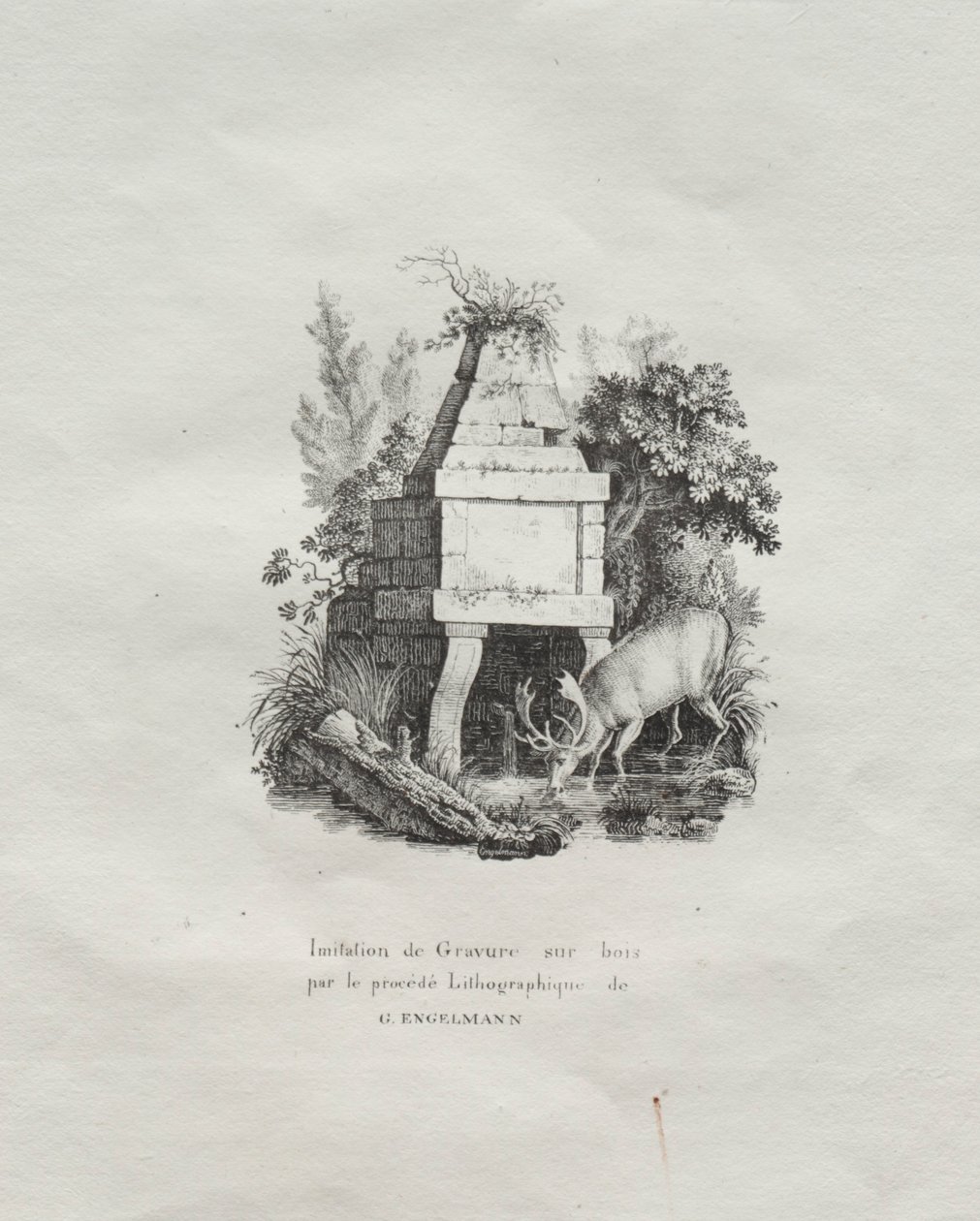 Zbiór esejów litograficznych: Fontanna naśladująca drzeworyt, ok. 1930 r. 1816. autorstwa Gottfried or Godefroy Engelmann