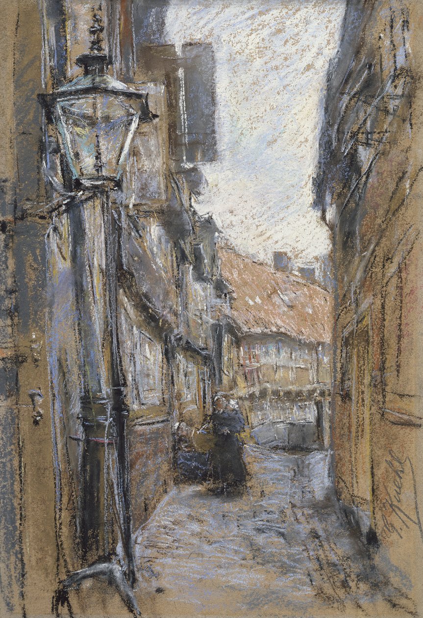 Ulica w Teilfeld, 1890 (pastel na karcie) autorstwa Gotthardt Johann Kuehl