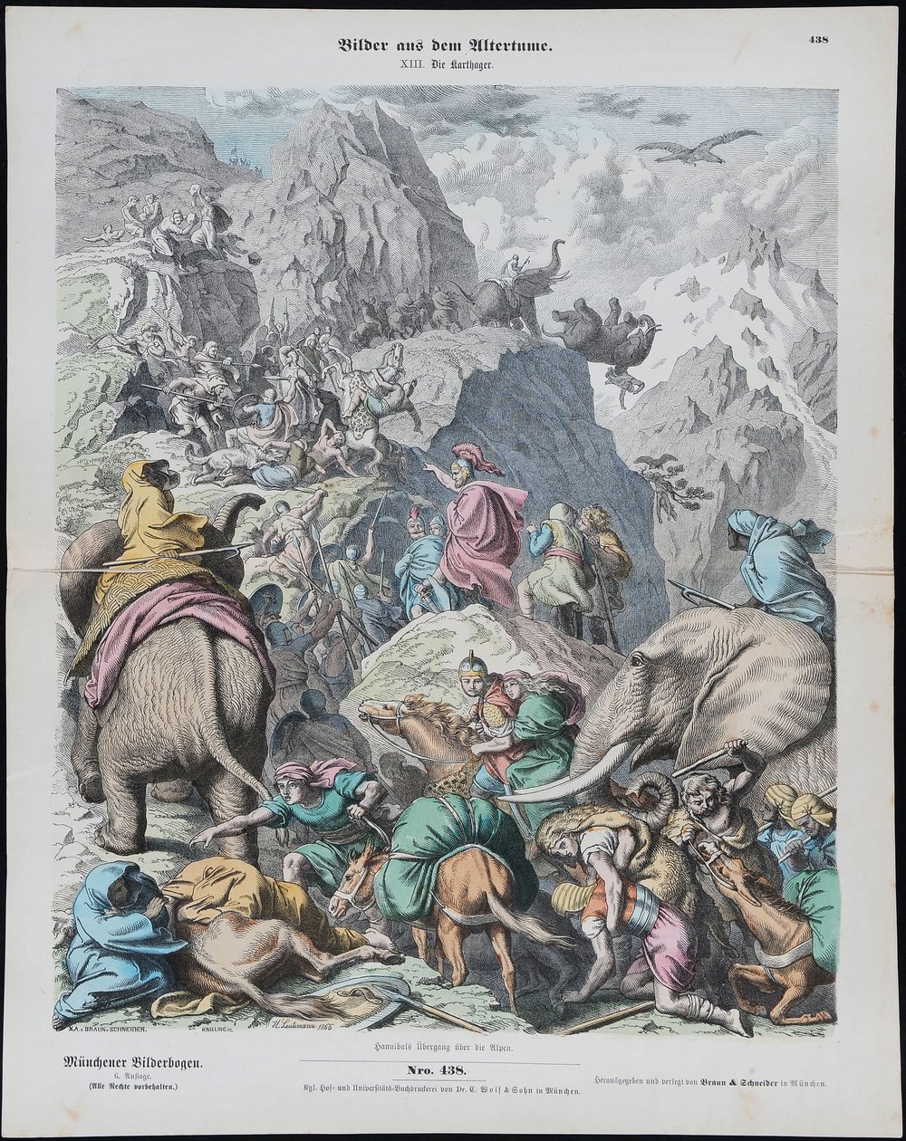 Hannibal przemierza Alpy z Münchener Bilderbogen autorstwa Gottlob Heinrich Leutemann