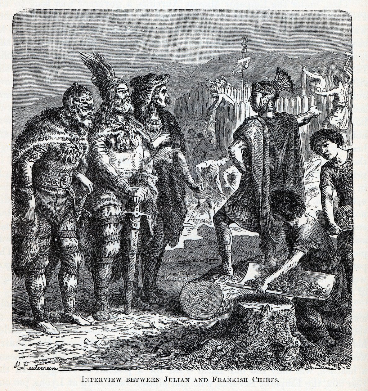 Wywiad między Julianem i Frankami Chiefs, 1882 autorstwa Gottlob Heinrich Leutemann