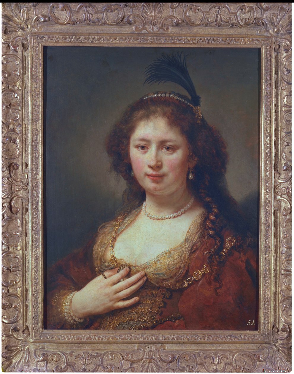 Dama z pióropuszem, 1636 autorstwa Govaert Flinck